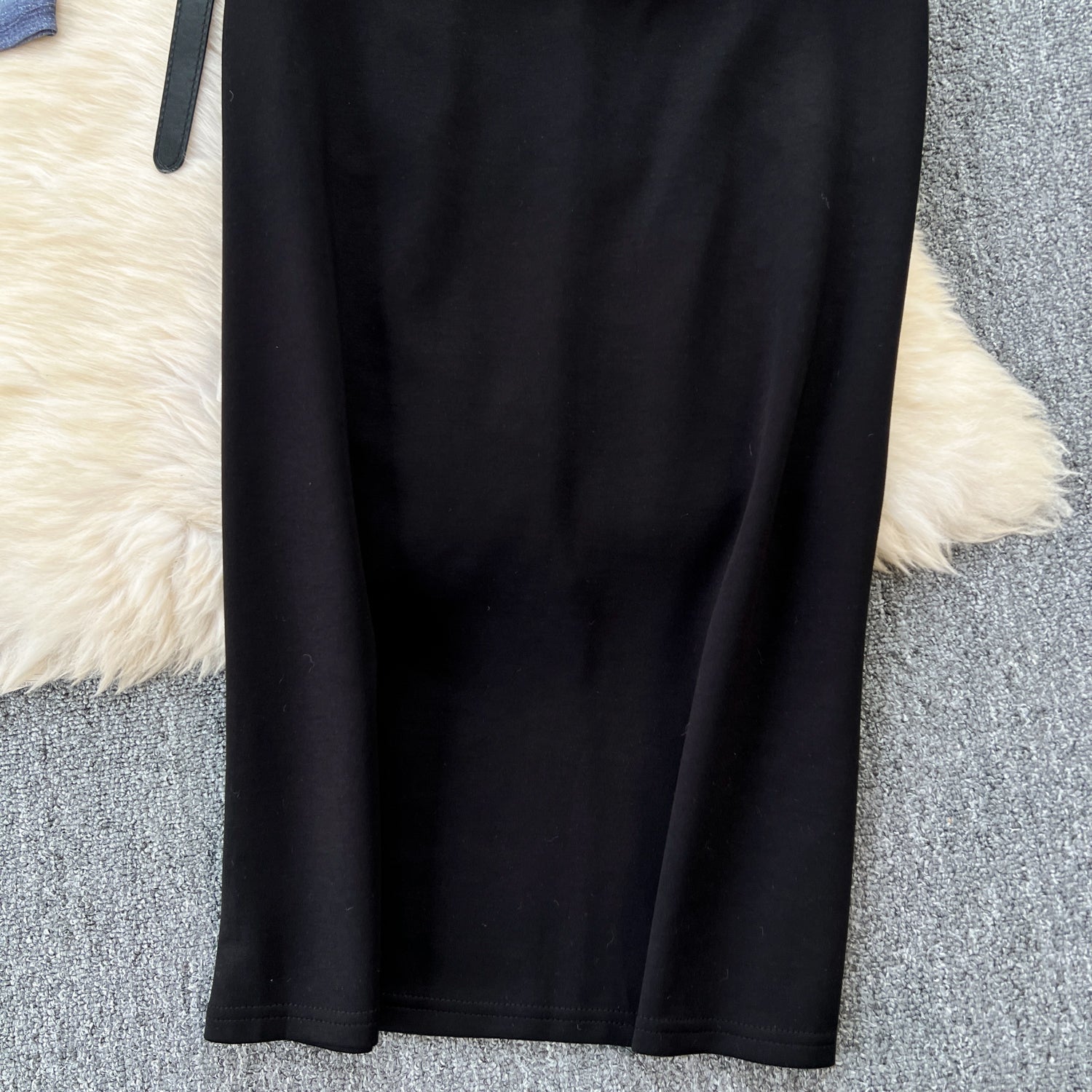 Patchwork Mesh Top&Black Skirt 3Pcs