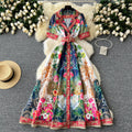 Courtly Floral Single-breasted Dress