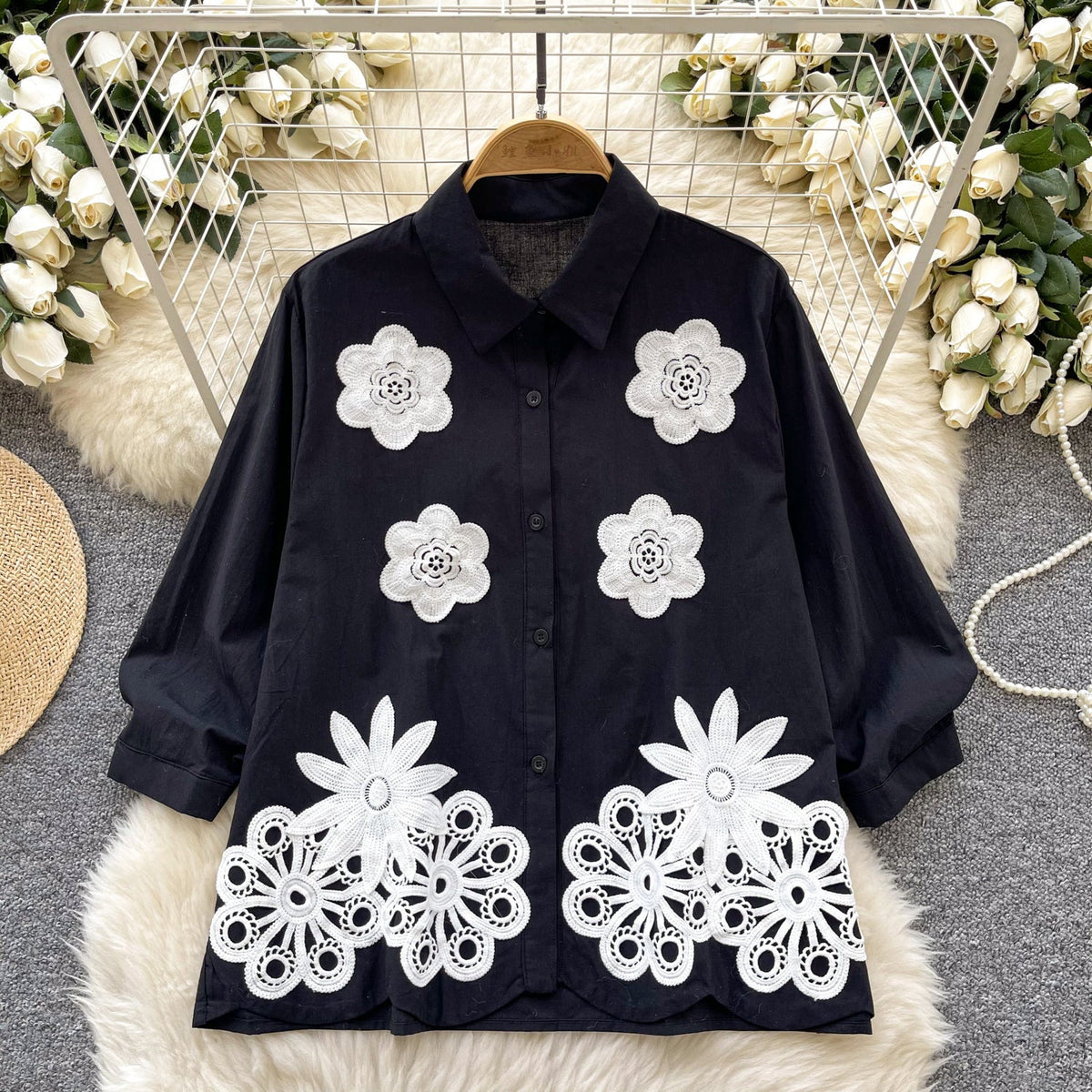 Sweetie 3D Flower Embroidered Shirt