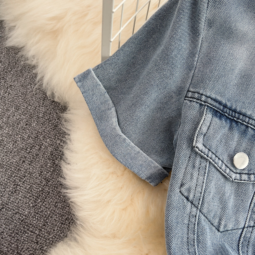 Vintage Lapeled Denim Romper