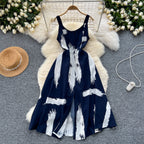 Vintage Printed Split Slip Dress