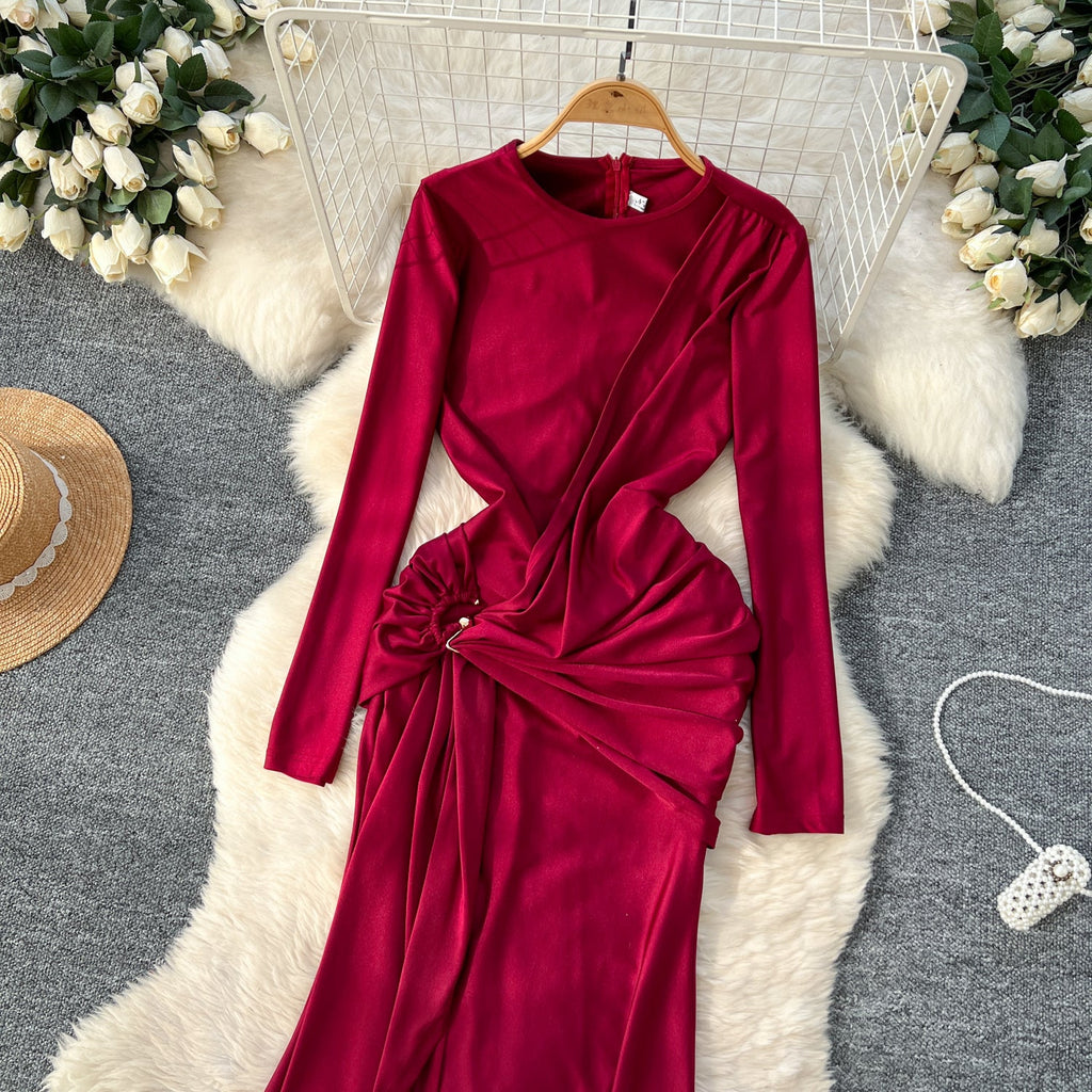 French Style Knotted Buckle Party Dress