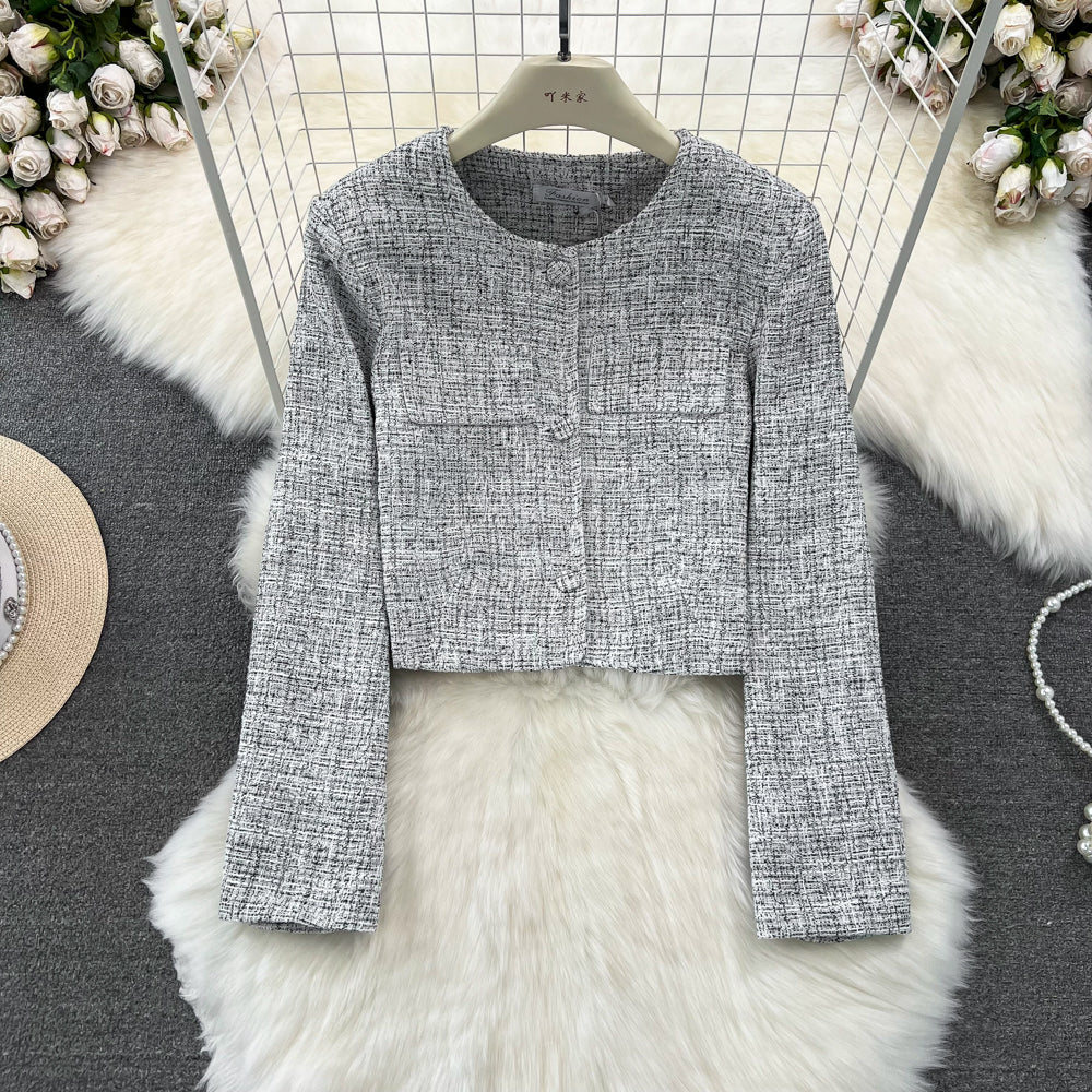 Round Collar Cardigan&Trousers 2Pcs