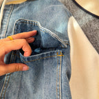 Vintage Denim Patchwork Zipped Jacket