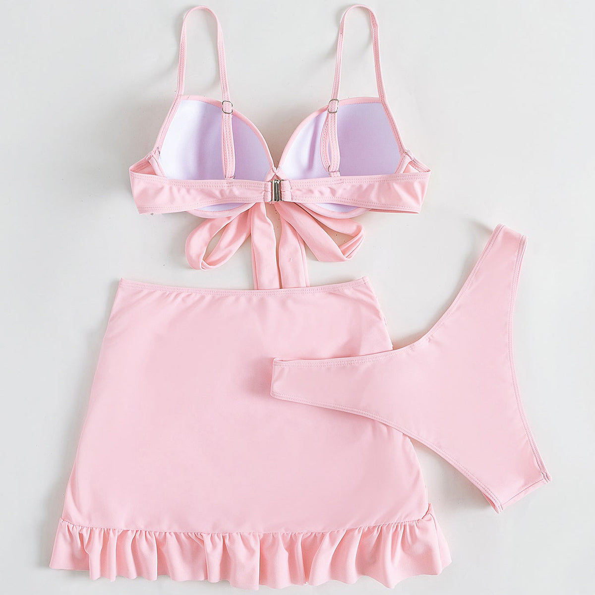 Solid Color Three-piece High wrapping Bikini