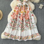 Courtly Floral Printed Short-sleeve Dress