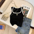 U-neck Ripped Striped Knitted Vest
