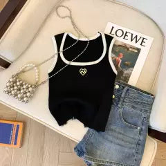U-neck Ripped Striped Knitted Vest