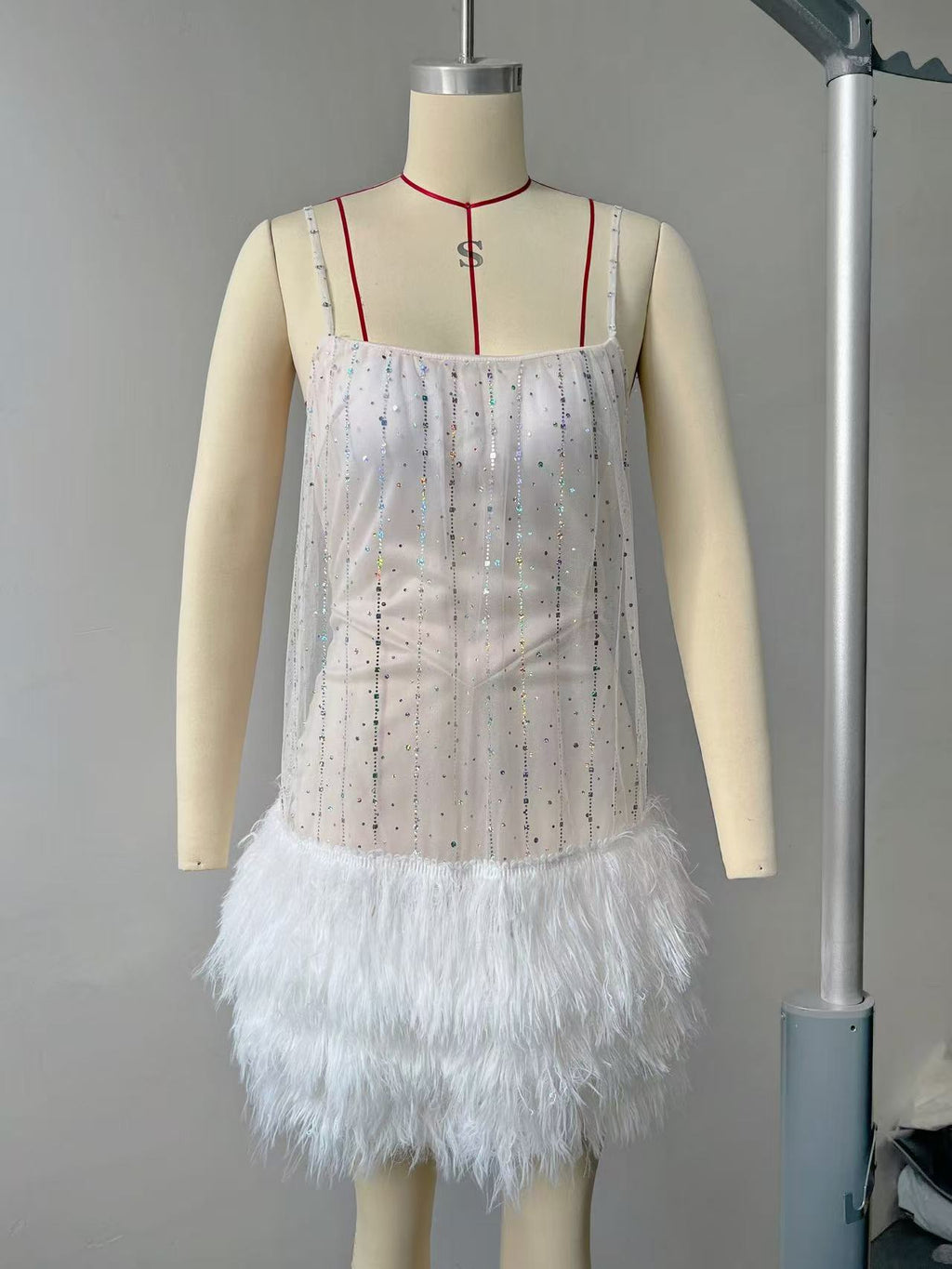 Layered Tassel Sequined Slip Dress