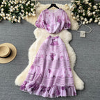 Top&Half-body Skirt Floral 2Pcs