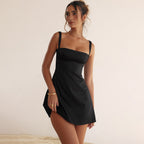 French Style Patchwork Satin Dress