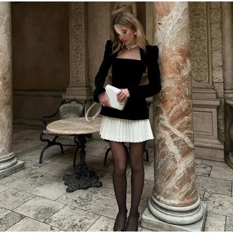 Premium Beaded Patchwork Velvet Dress