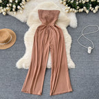 Chic Strapless Solid Color Jumpsuit