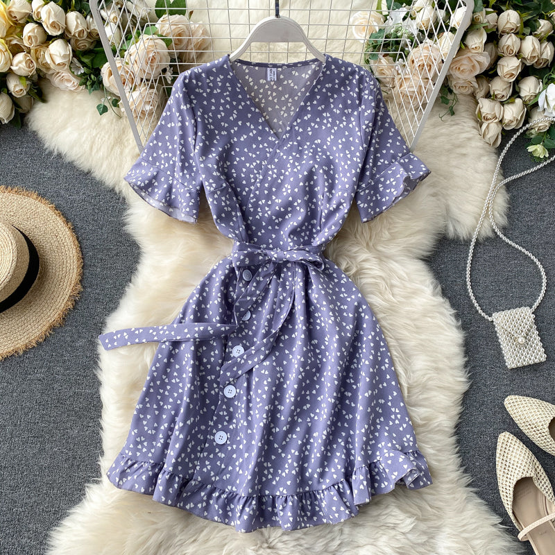 Cutie V-neck Polka Dot Printed Dress