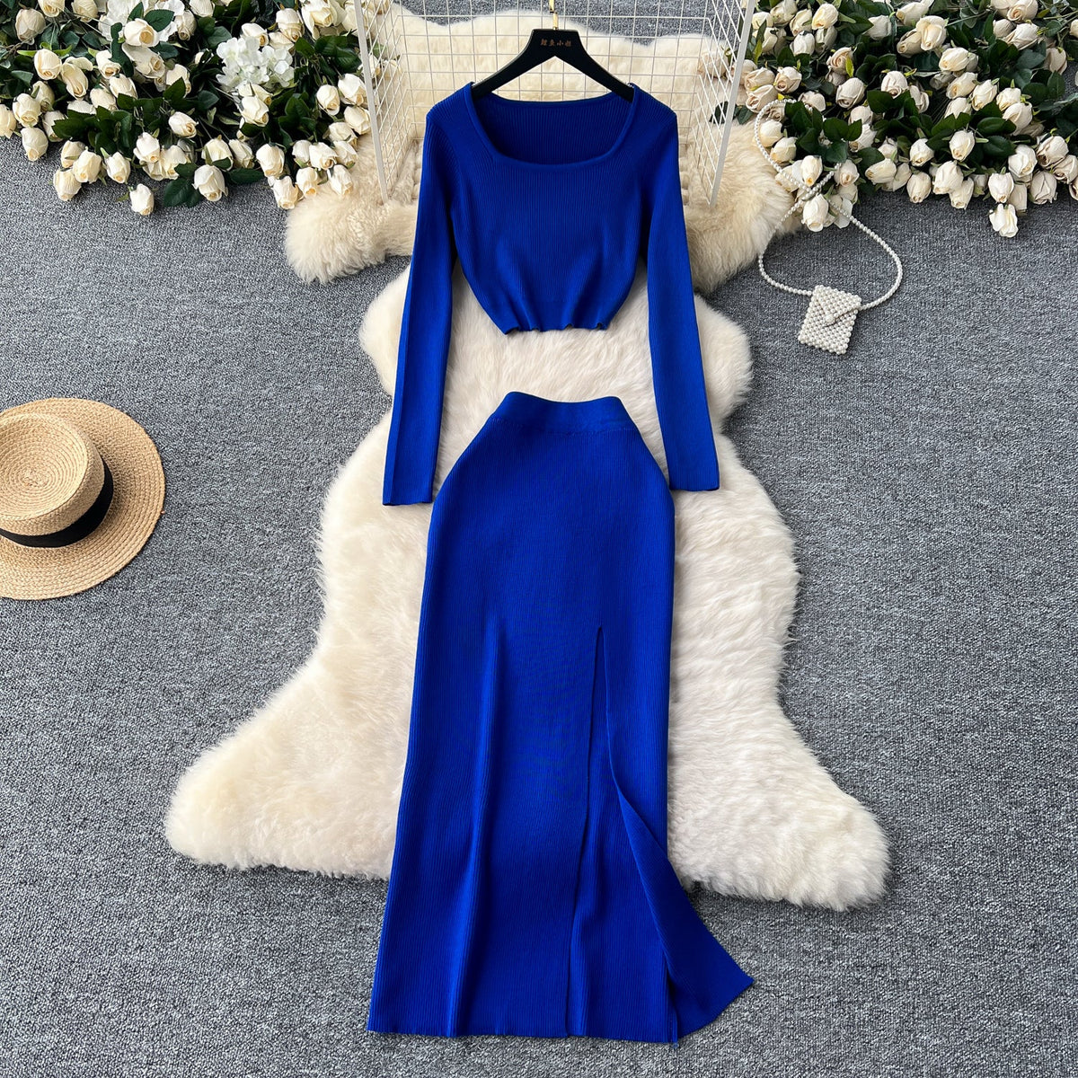 Knitwear&Half-body Skirt Knitted 2Pcs