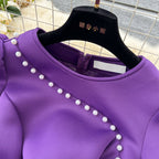 Beaded Mesh Pendulum Purple Dress