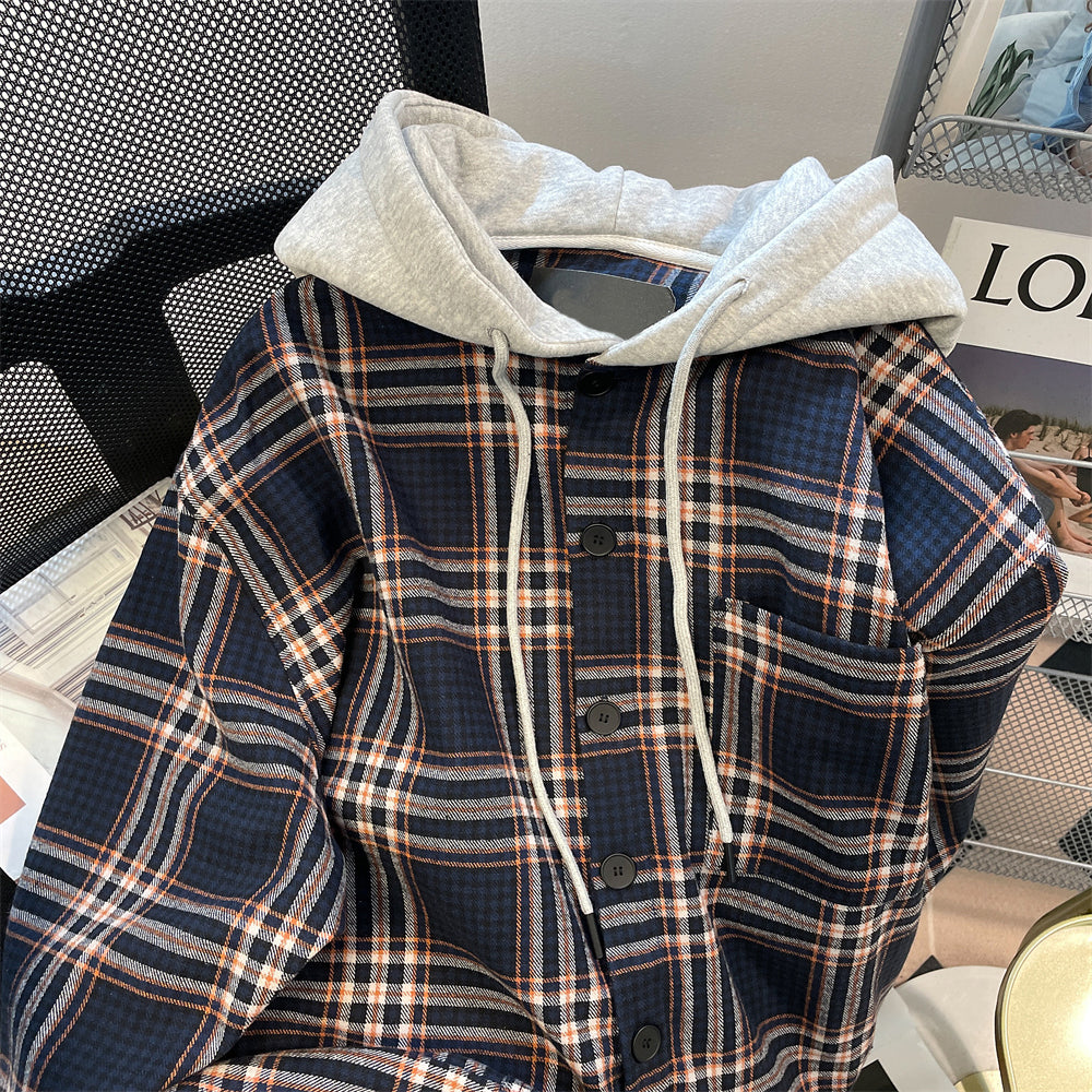 Vintage Colorful Plaid Hooded Jacket