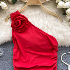 One-shoulder Slant Neckline Camisole Top