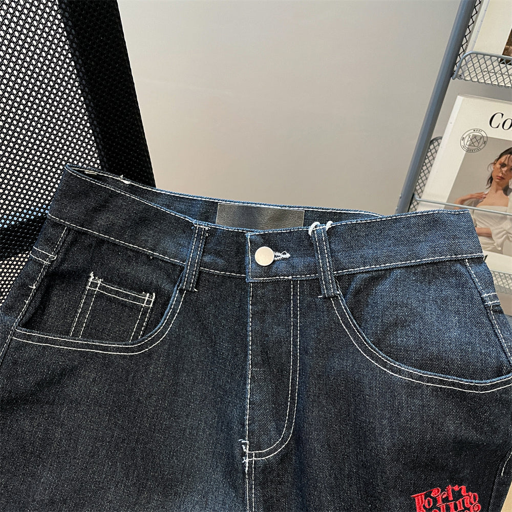 Chic Plaid Patchwork Rolled Jeans
