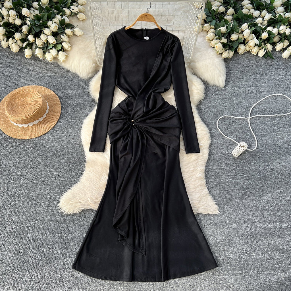 French Style Knotted Buckle Party Dress