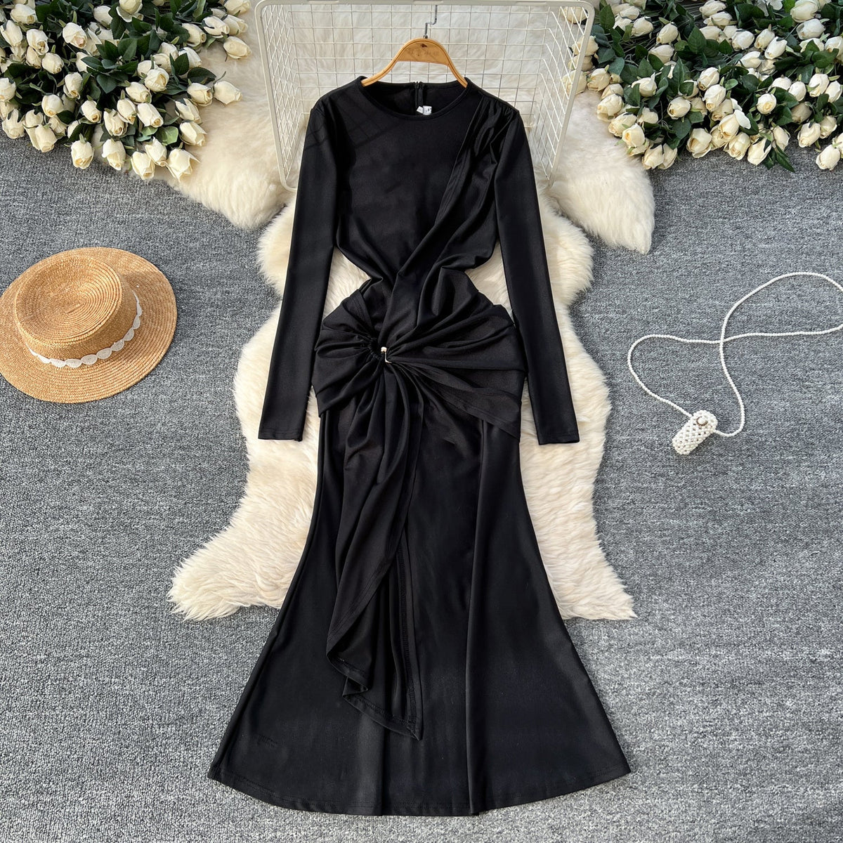 French Style Knotted Buckle Party Dress