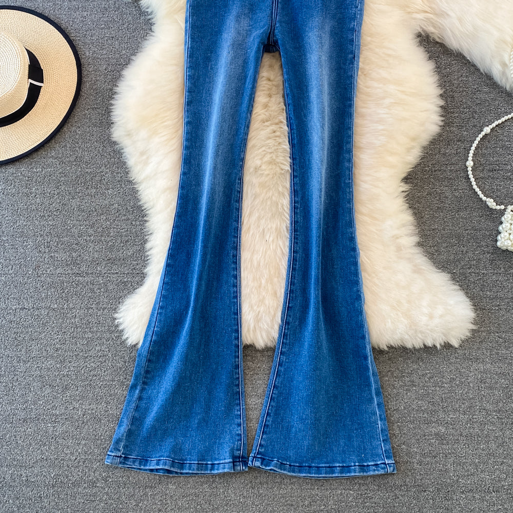 Slim-fit Elastic Wide-leg Trousers