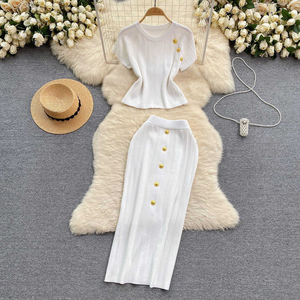 Elegant Knitwear&Skirt Knitted 2Pcs