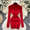 Niche Twisted Knit Backless Sweater Dress