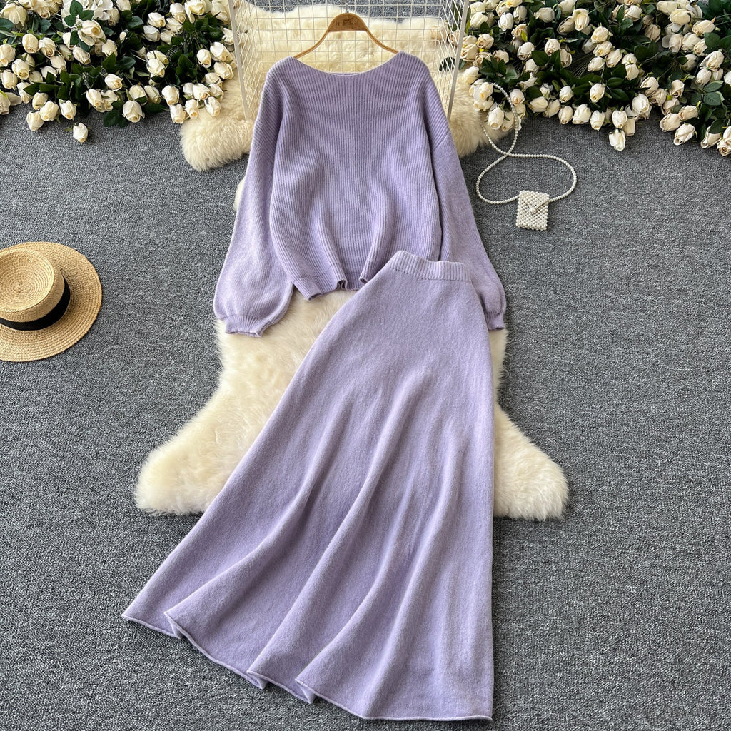 Loose Sweater&Skirt Thermal 2Pcs