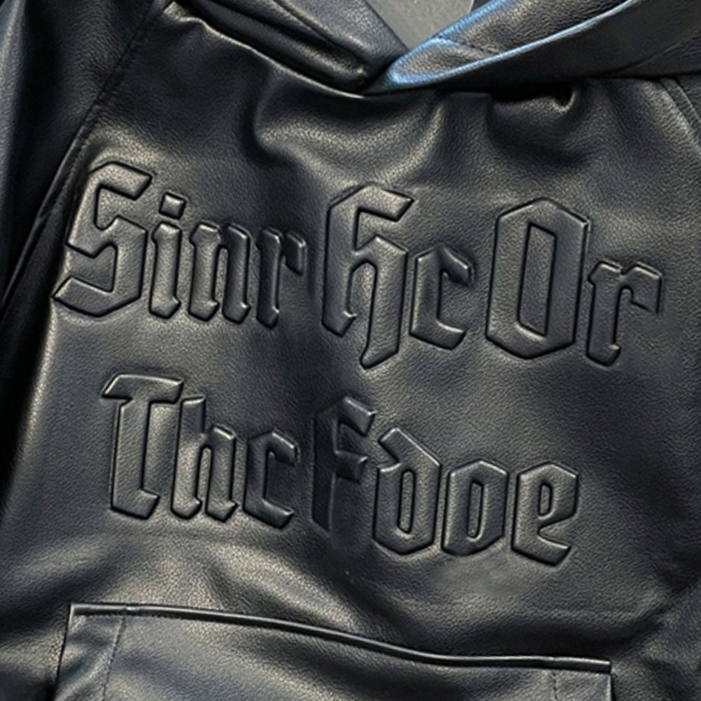Chic Black PU Sculptured Hoodie