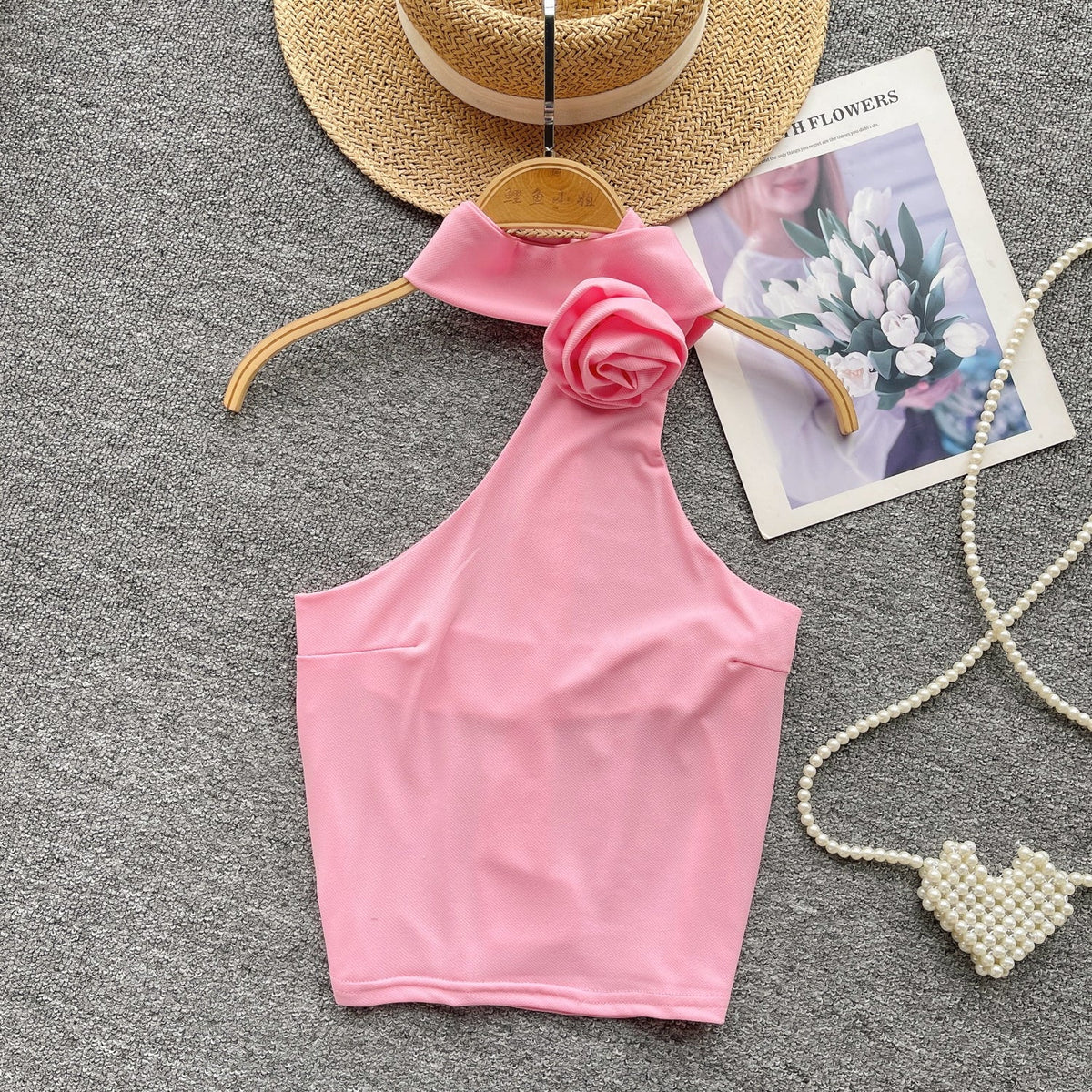Niche Asymmetric Midriff-baring Halter Top