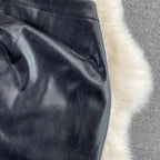 One-step Black PU OL Skirt