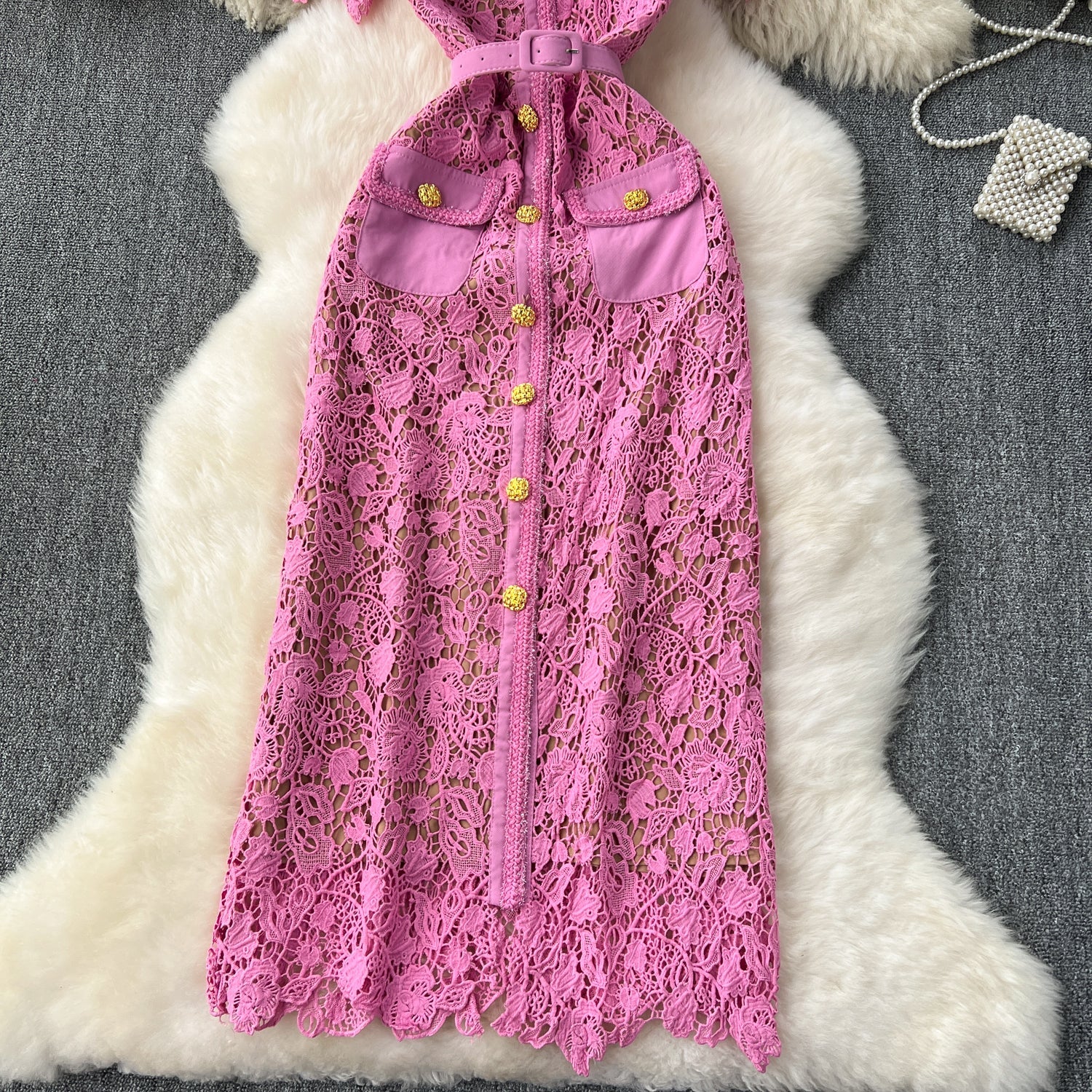 Elegant Delicate Embroidered Lace Dress