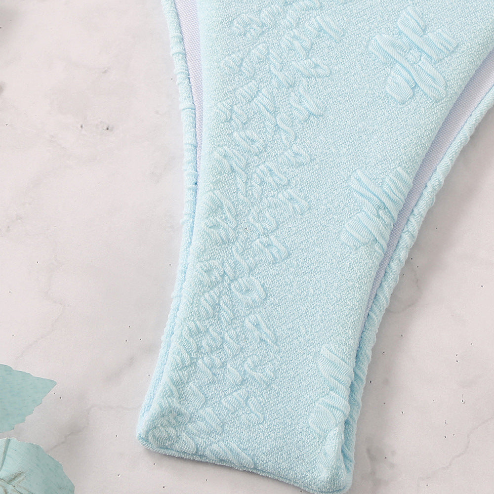 Solid Color Embossed Swimsuit