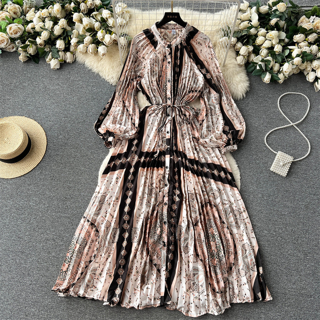 Crew Neck Floral Printed Shirt Dress