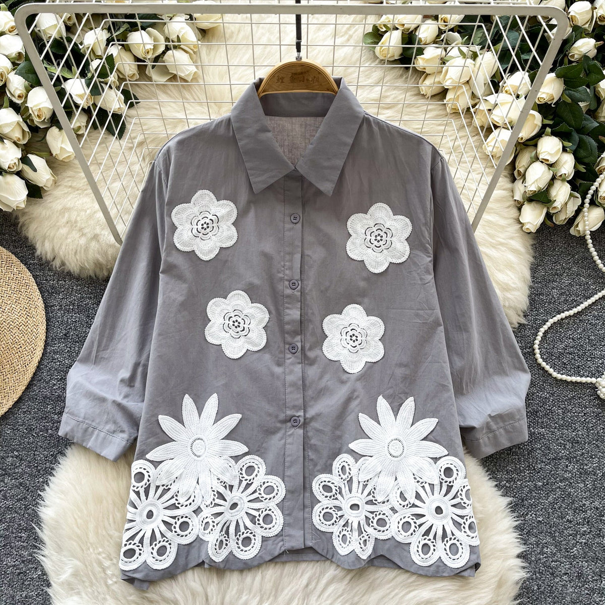 Sweetie 3D Flower Embroidered Shirt