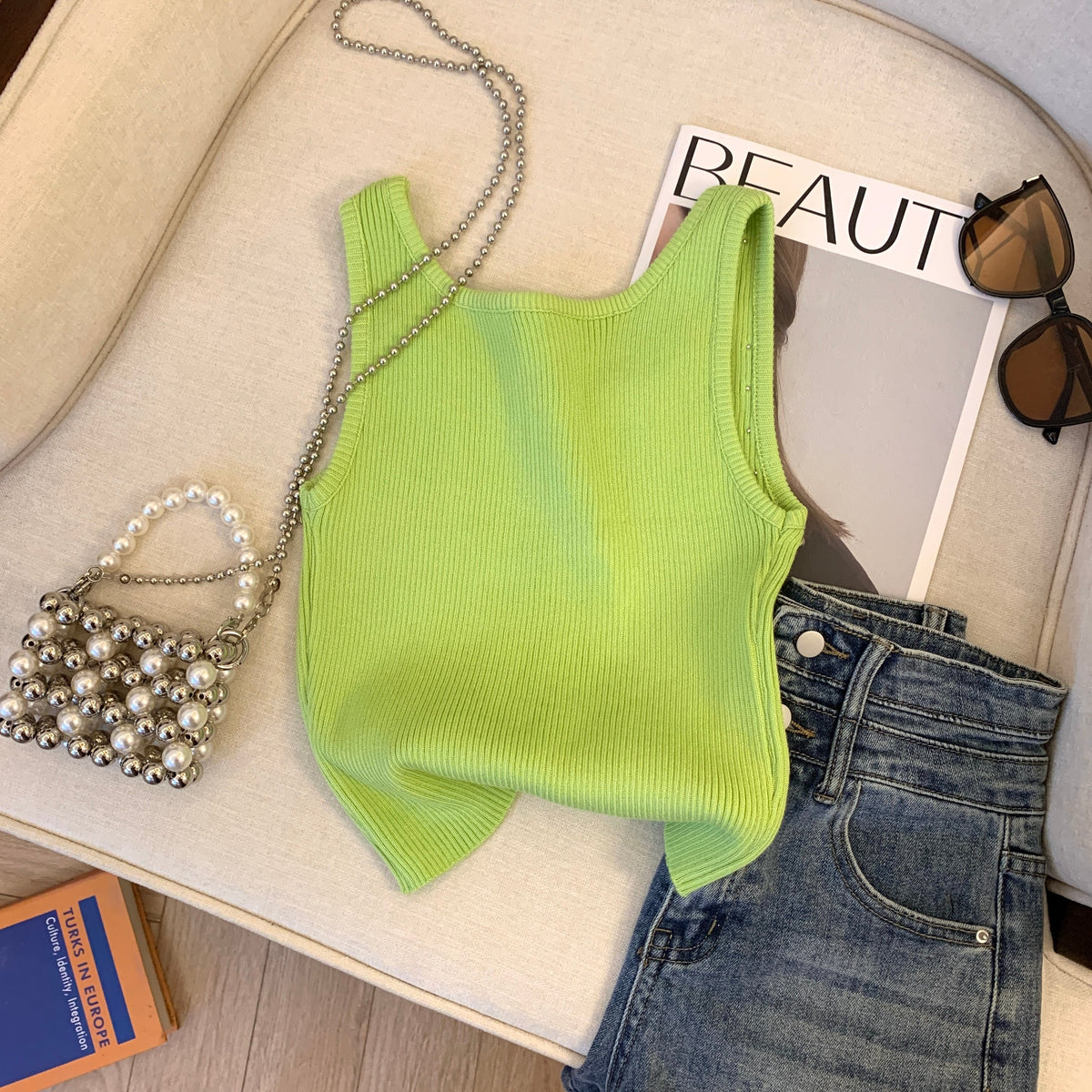 Chic Studded Monogram Printed Camisole