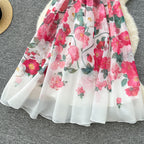 V-neck Ruffled Floral Printed Dress