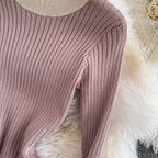 Sweater&Skirt Color-blocking Knitted 2Pcs