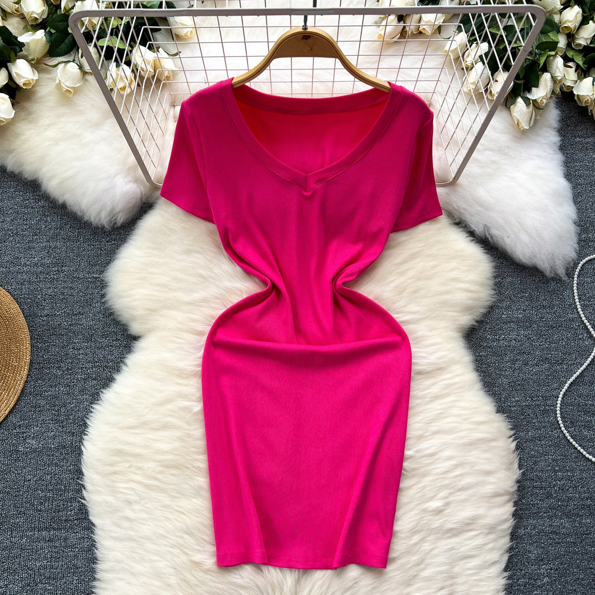 Bodycon Dress&Chiffon Cardigan 2Pcs