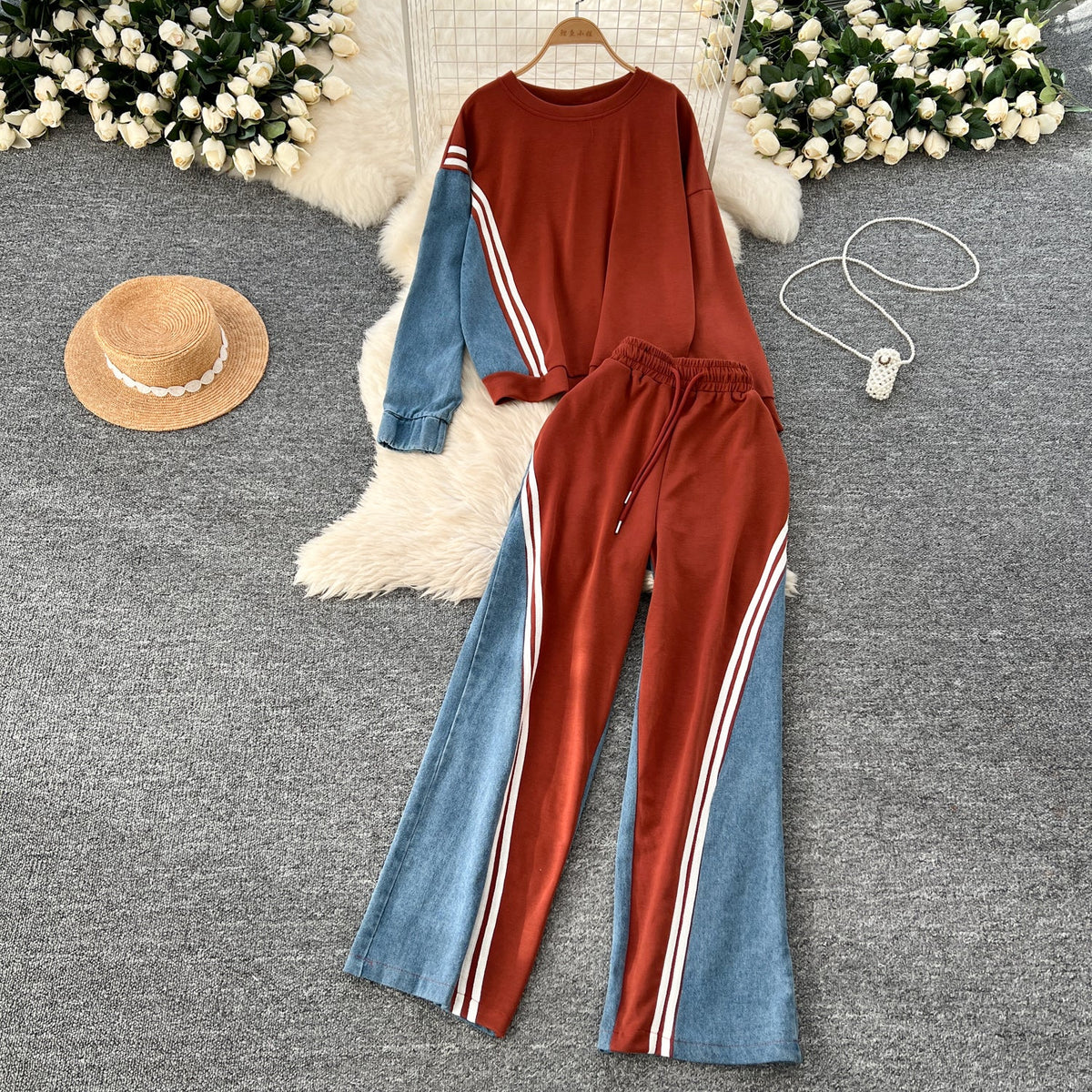Sweatshirt&Trousers Sportswear Denim 2Pcs