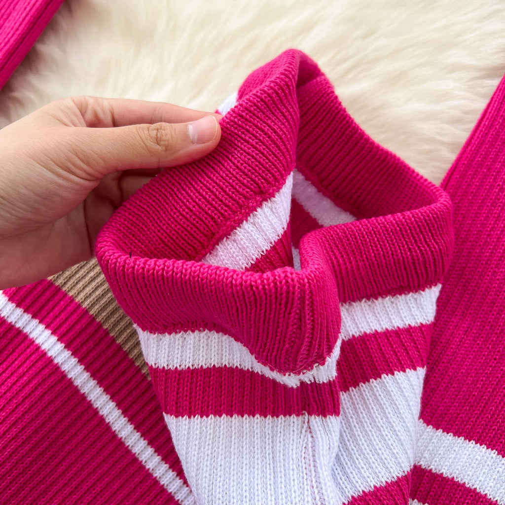 Colorful Stripe Sweater&Skirt Knitted 2Pcs