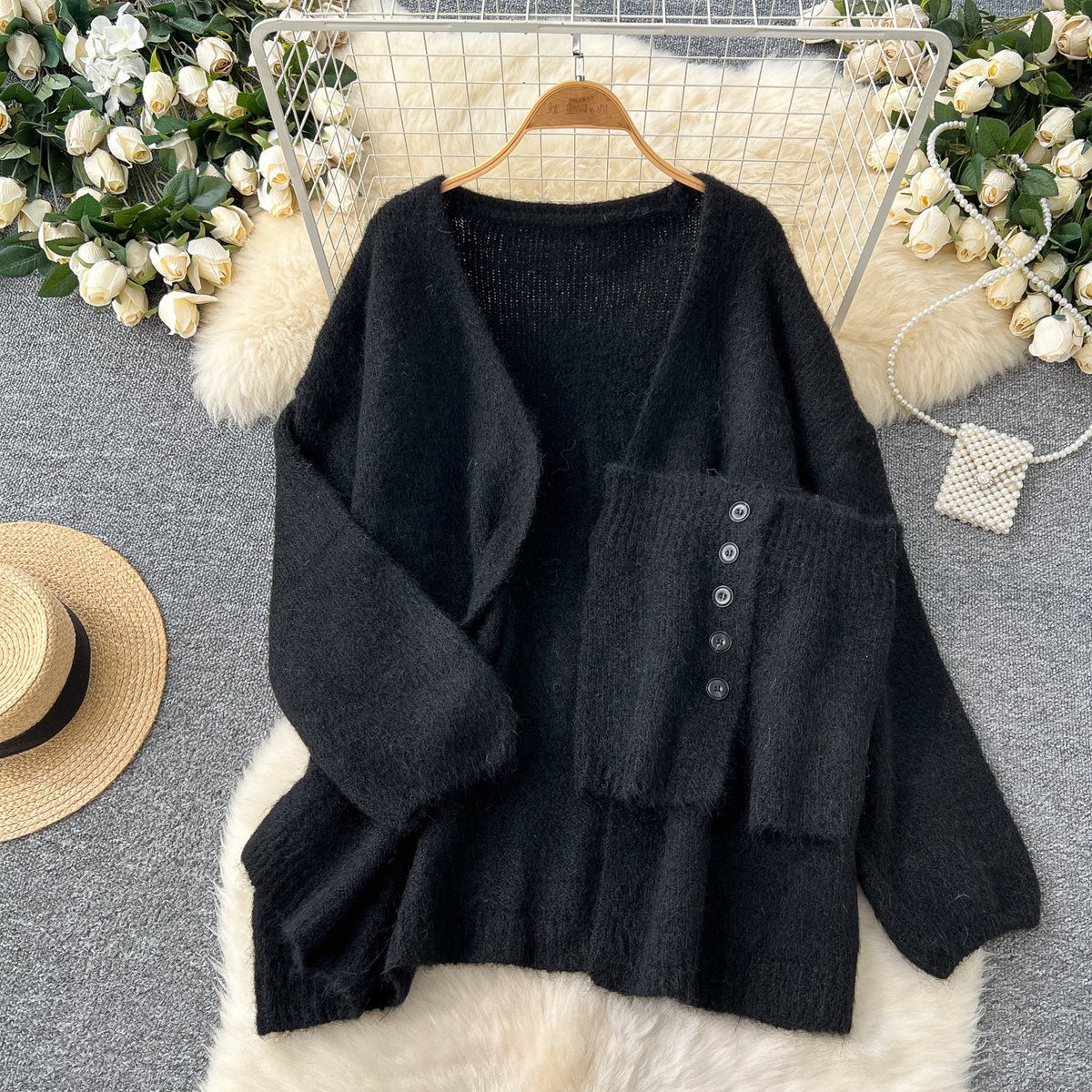 Tank Top&Loose-fit Cardigan 2Pcs