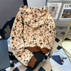 Cartoon Printed Hooded Zip Sweatshirt