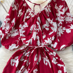 V-neck Pattern Printed Vintage Dress