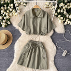 Chic Shirt&Skirt Drawstring 2Pcs