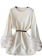 Vintage Furry Cuff Patchwork Sweater