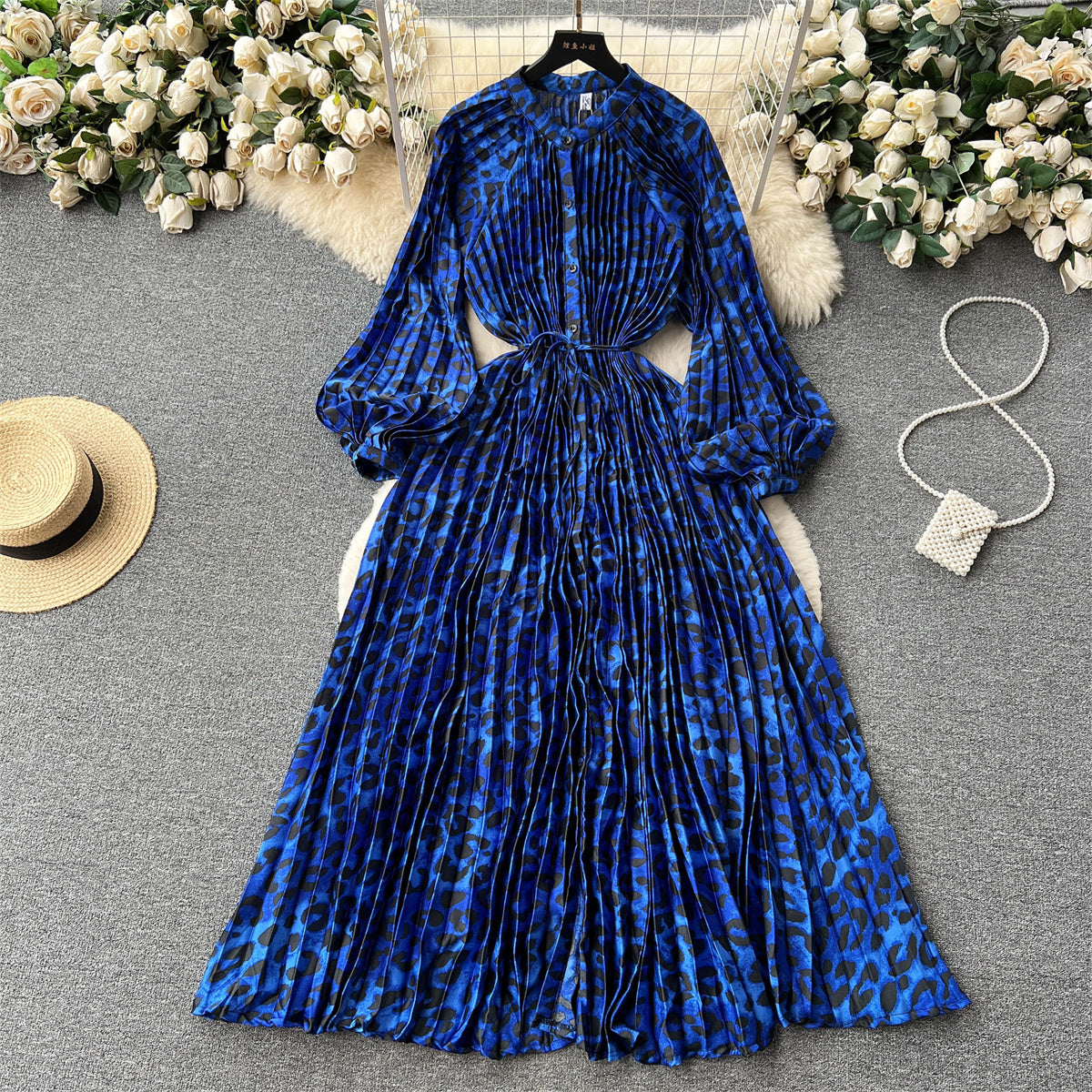 Crew Neck Floral Printed Shirt Dress