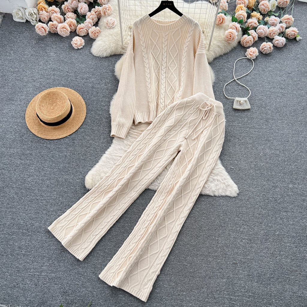 Twisted Sweater&Draped Trousers 2Pcs