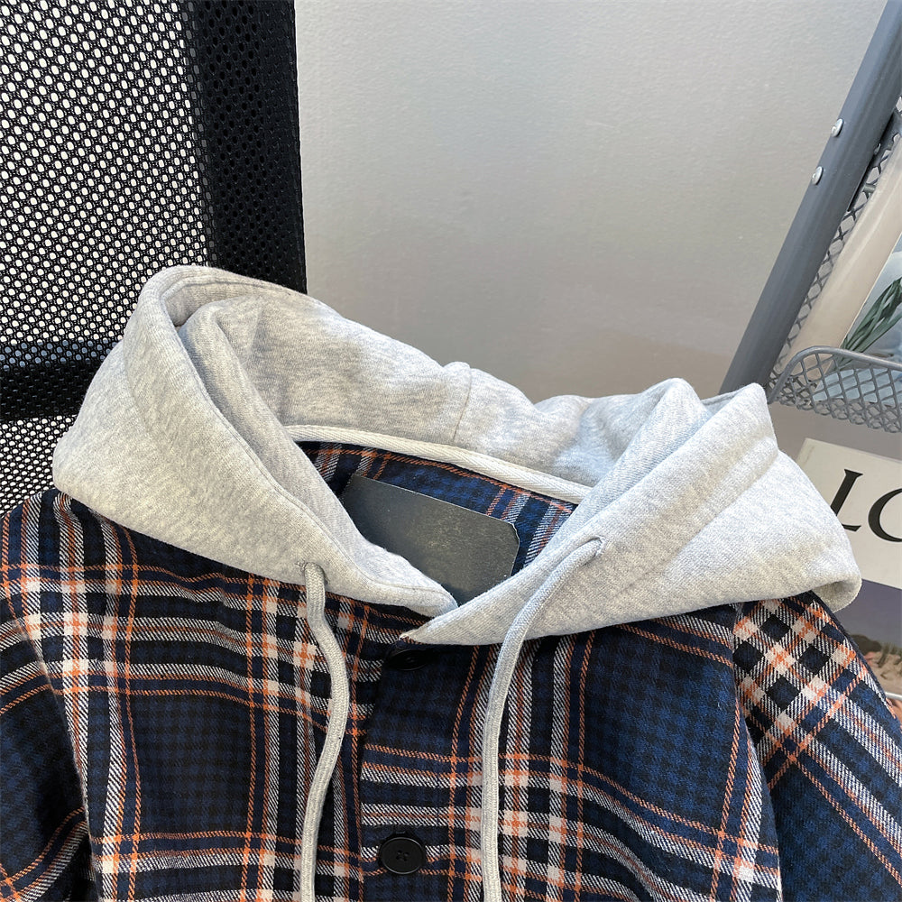 Vintage Colorful Plaid Hooded Jacket